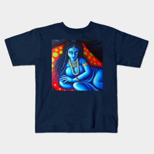 Goddess Kali, Blue Woman Kids T-Shirt